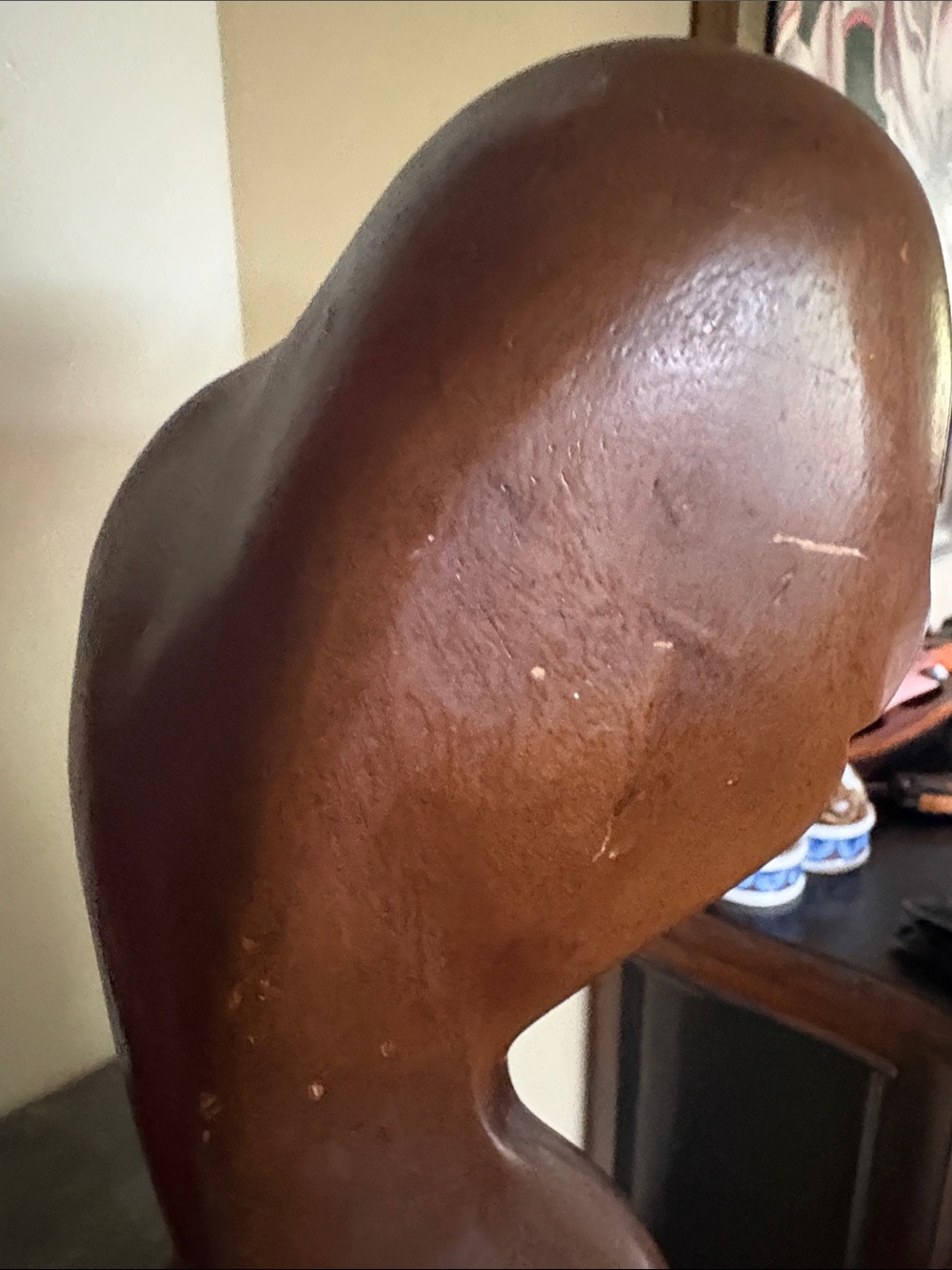 Vintage Monkeypod Hand-Carved Wooden Female Bust - made in the Phillipines - Picture 6 of 7